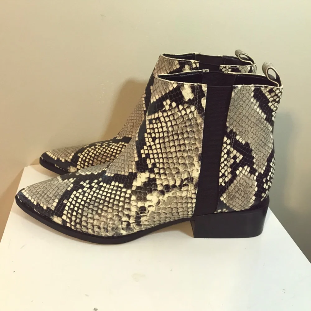 Marc Fisher Snakeskin print Vivica block heel boots